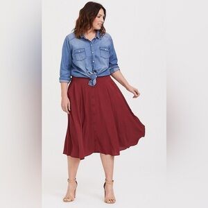 Torrid Burgundy Midi Skirt